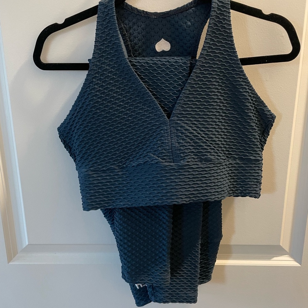 Textured Blue Women's Intimate Set